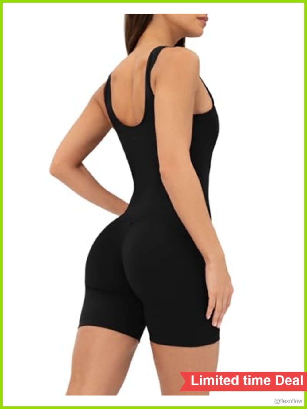 PAVOI ACTIVE Workout One-Piece Bodysuit Square Neck Built-in Shelf Bra Romper